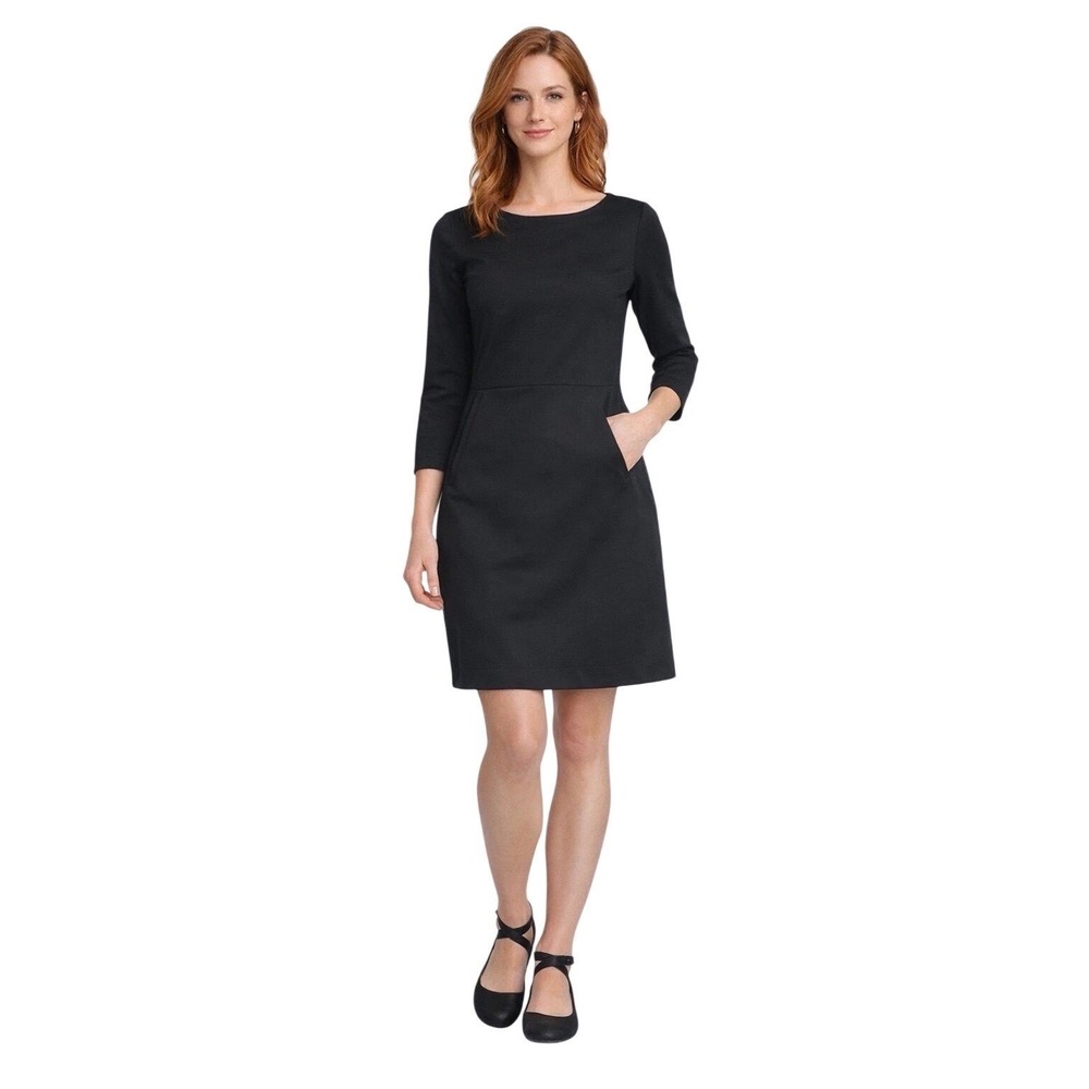 NWT Buffalo David Bitton Luxe Ponte Dress Black 3/4 Sleeve Sheath Size S